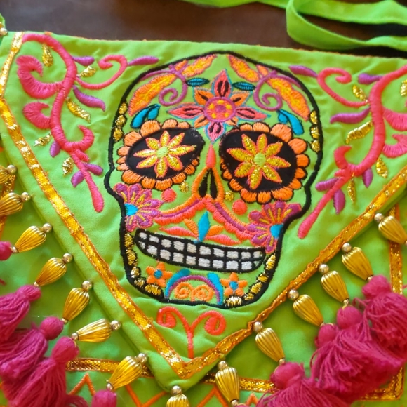 Day of the Dead purse (green, pink) NWT - Picture 2 of 11